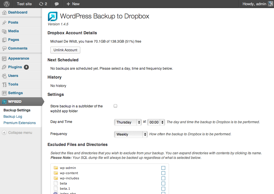 Sauvegarder WordPress sur Dropbox